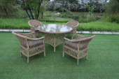 CYH062W Комплект обеденный плетеный (1 стол, 4 кресла) BRACCIANO (БРАЧЧАНО) из искусственного ротанга, пшеничный меланж
