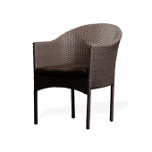 YH-C1728W Кресло обеденное плетеное с подушкой FAGNANO (ФАНЬЯНО) из искусственного ротанга, табачно-коричневый
