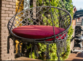 АРУБА подвесное кресло (серебристо-черный) в комплекте с беж/кор подушкой (без каркаса)