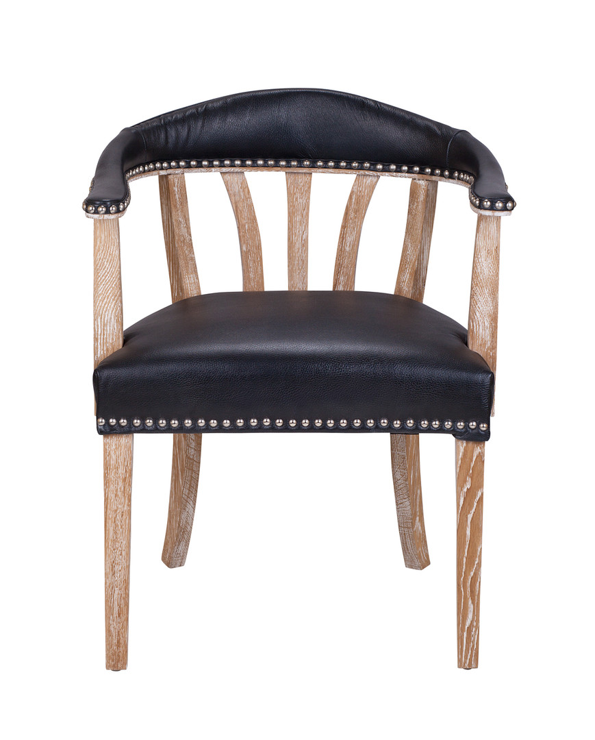 Мягкий стул с подлокотниками Tanner Black Leather