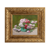 Эббот Фуллер Грейвс «Натюрморт с розами в зеленом ведерке», картина в раме