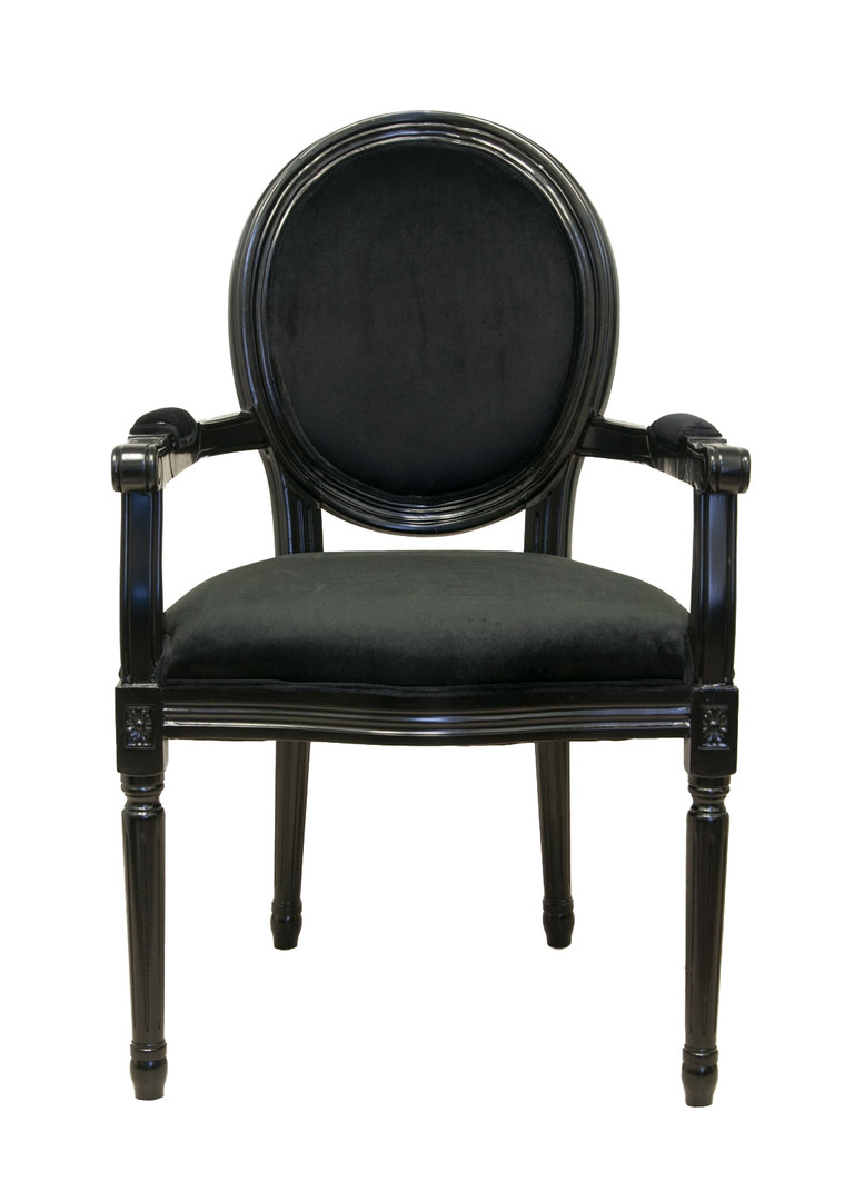 Мягкий стул с подлокотниками Diella Black Velvet