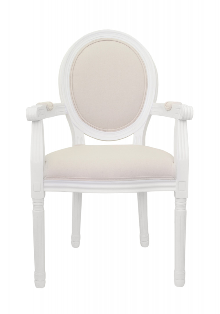 Мягкий стул с подлокотниками Volker Arm Beige and White