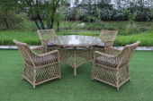 MNT-S Комплект плетеной мебели (4 кресла, 1 стол обеденный) MONTREUX из искусственного ротанга, пшеничный меланж
