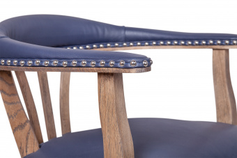 Мягкий стул с подлокотниками Tanner Blue Leather