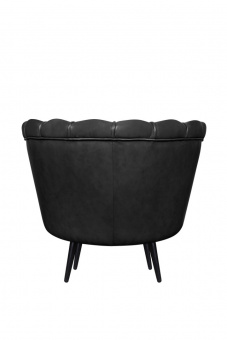 Низкое кресло ракушка Pearl Black V2 на черных ножках
