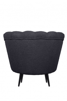 Низкое кресло ракушка Pearl Black Boucle на черных ножках