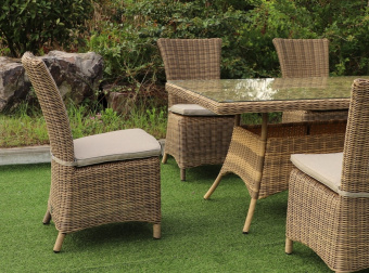 YH-C1035W Стул обеденный плетеный с подушкой MONTROUGE (МОНРУЖ) из искусственного ротанга, пшеничный меланж