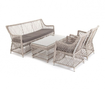 "Латте" лаунж-зона из искусственного ротанга, цвет бежевый