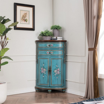 Комод угловой Cilan 104, синий, Цветы