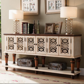 Консоль Cilan 180, бежевая, ажурные двери