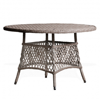 YH-T1661G Стол обеденный плетеный круглый 118 см MONTREUX (МОНТРЁ) из искусственного ротанга, бежевый меланж