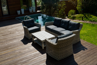 Набор ВЕНЕЦИЯ: 3-х местный диван + 2 кресла + кофейный столик (цвет: серый)