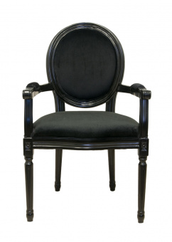 Мягкий стул с подлокотниками Diella Black Velvet