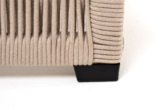 "Ривьера" шезлонг плетеный из роупа, каркас алюминий белый муар, роуп бежевый круглый, ткань бежевая