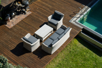 Набор ВЕНЕЦИЯ: 3-х местный диван + 2 кресла + кофейный столик (цвет: серый)