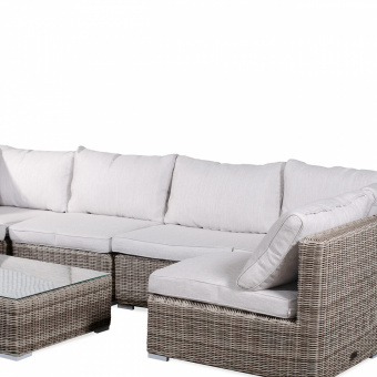 LSN-P Комплект для отдыха П-образный LAUSANNE (ЛОЗАННА) из искусственного ротанга, серый меланж