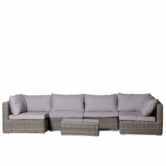 LSN-P Комплект для отдыха П-образный LAUSANNE (ЛОЗАННА) из искусственного ротанга, серый меланж