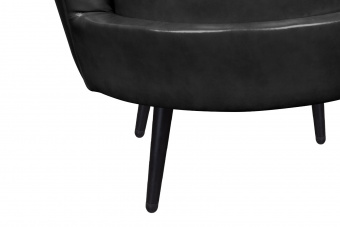 Низкое кресло ракушка Pearl Black V2 на черных ножках