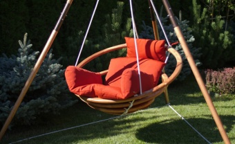 Подвесное деревянное кресло качели с подушками - комплект МАЙЯ SET