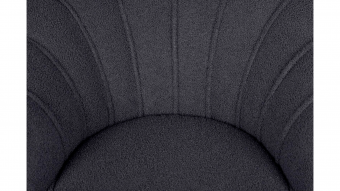 Низкое кресло ракушка Pearl Black Boucle на черных ножках