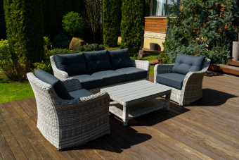 Набор ВЕНЕЦИЯ: 3-х местный диван + 2 кресла + кофейный столик (цвет: серый)