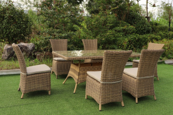 YH-C1035W Стул обеденный плетеный с подушкой MONTROUGE (МОНРУЖ) из искусственного ротанга, пшеничный меланж