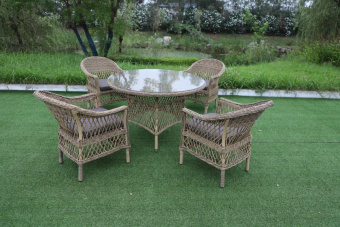CYH062W Комплект обеденный плетеный (1 стол, 4 кресла) BRACCIANO (БРАЧЧАНО) из искусственного ротанга, пшеничный меланж