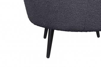 Низкое кресло ракушка Pearl Black Boucle на черных ножках