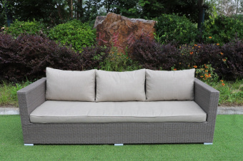 ANC-3 Комплект для отдыха с 3-х местным диваном (2 кресла, 1 диван, 1 стол) ANNECY (АНСИ) из искусственного ротанга, табачно-коричневый