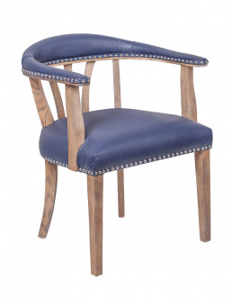 Мягкий стул с подлокотниками Tanner Blue Leather