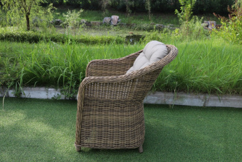 YH-C1103A Кресло обеденное плетеное с подушкой ISCHIA (ИСКЬЯ) из искусственного ротанга, пшеничный меланж