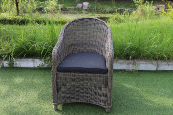 SYH1912W Кресло обеденное плетеное с подушкой FORMENTERA (ФОРЕМЕНТЕРА), серо-коричневый меланж