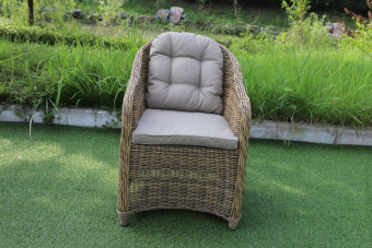 YH-C1103A Кресло обеденное плетеное с подушкой ISCHIA (ИСКЬЯ) из искусственного ротанга, пшеничный меланж