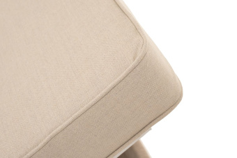 "Ривьера" шезлонг плетеный из роупа, каркас алюминий белый муар, роуп бежевый круглый, ткань бежевая