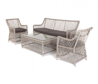 "Латте" лаунж-зона из искусственного ротанга, цвет бежевый