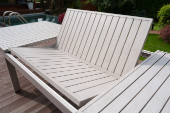 Набор: ГАРДА раскладной обед. стол + 8 кресел БЕРГАМО (цвет серый)