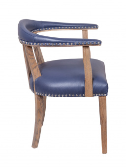 Мягкий стул с подлокотниками Tanner Blue Leather
