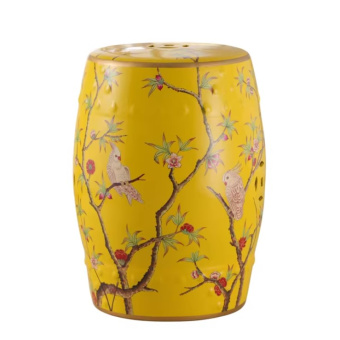Керамический табурет желтый, Попугаи