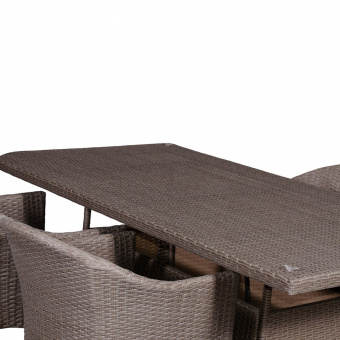 YH-C1728W YH-T4028D Комплект обеденный 1 стол, 4 кресла FAGNANO (ФАНЬЯНО) / SAINT-MARTIN (СЕН-МАРТЕН)из искусственного ротанга, табачно-коричневый