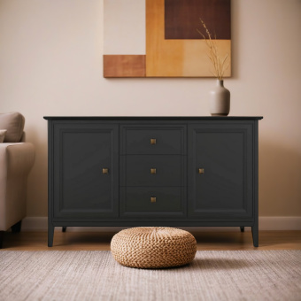 Комод широкий 3 ящика+2 распашных фасада черный