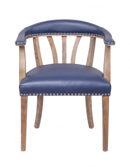 Мягкий стул с подлокотниками Tanner Blue Leather